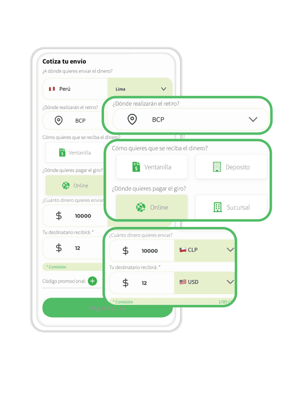 Celular con pantalla de cotización de envío en la App Afex Connect